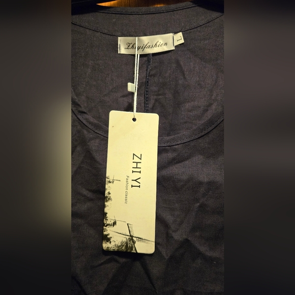 Kids Navy Blue Dress with Tree Forest Print SzL - Picture 5 of 9